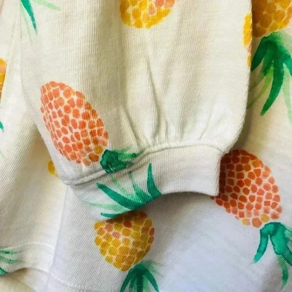 LOFT Women's Pineapple Print White Sweatshirt 100% Cotton Long Sleeves Size M - Picture 5 of 6